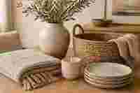 Home goods on a wooden table