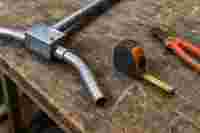 Conduit and tools on a workbench